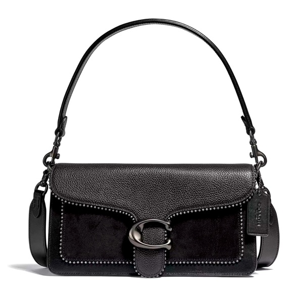 Coach Tabby 26 Black Leather Suede Gunmetal hardware crossbody shoulder Bag